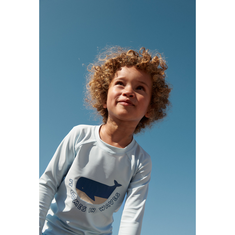 Liewood Noah long-sleeved swim tee - It comes in waves / Pure sky - SWIM TEE