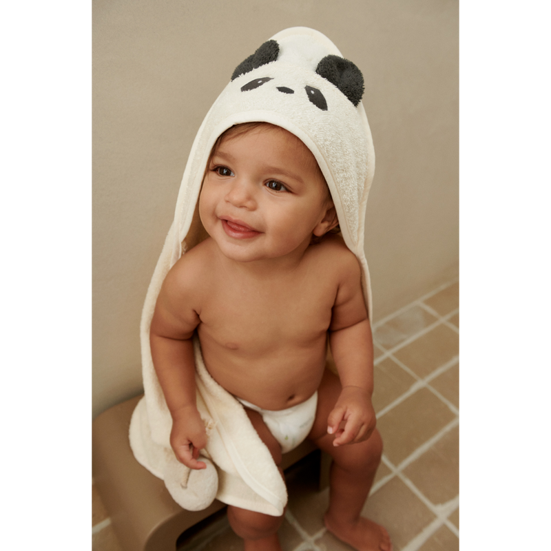 Liewood Albert Hooded Baby Towel - Panda creme de la creme - TOWEL / WASHCLOTH