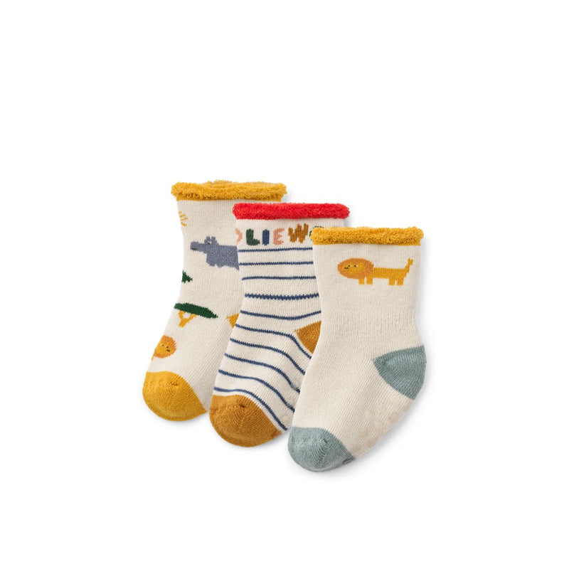 Liewood Eloy Baby Socks 3-Pack - Safari / Sandy mix - SOCKS/STOCKINGS