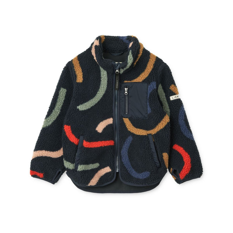 Liewood Nolan Pile Jacket - Graphic swirls / Classic navy - JACKET