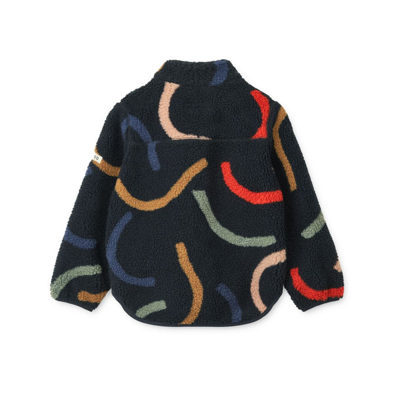 Liewood Nolan Pile Jacket - Graphic swirls / Classic navy - JACKET