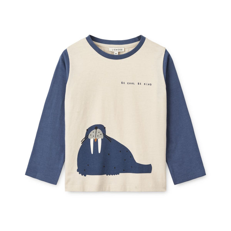 Liewood Apia Placement Longsleeve T-Shirt - Walrus / Sandy - TSHIRT