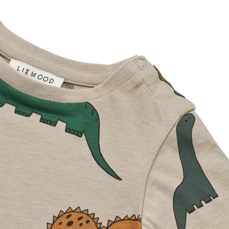 Liewood Apia Baby Printed Shortsleeve T-Shirt - Dinosaurs / Mist - TSHIRT