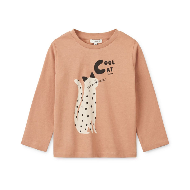 Liewood Apia Placement Longsleeve T-Shirt - Cat / Tuscany rose - TSHIRT