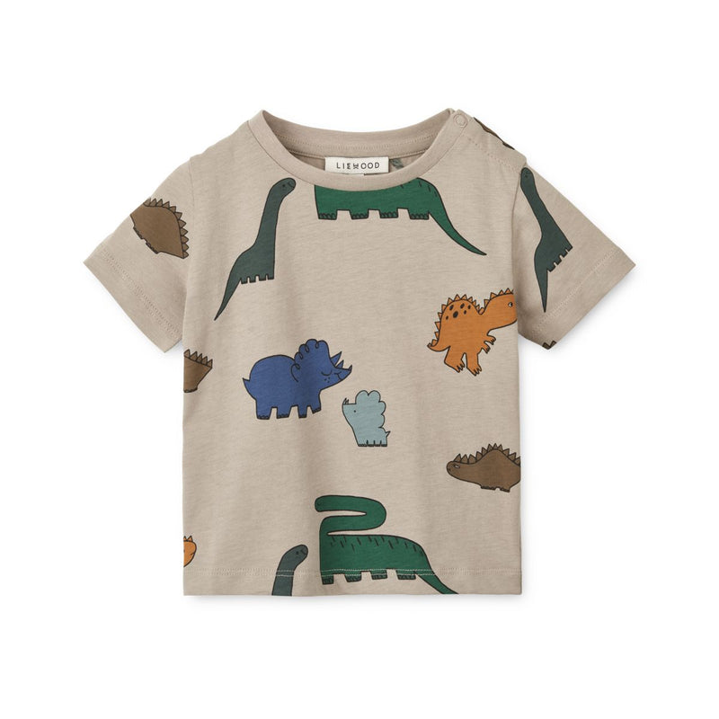 Liewood Apia Baby Printed Shortsleeve T-Shirt - Dinosaurs / Mist - TSHIRT