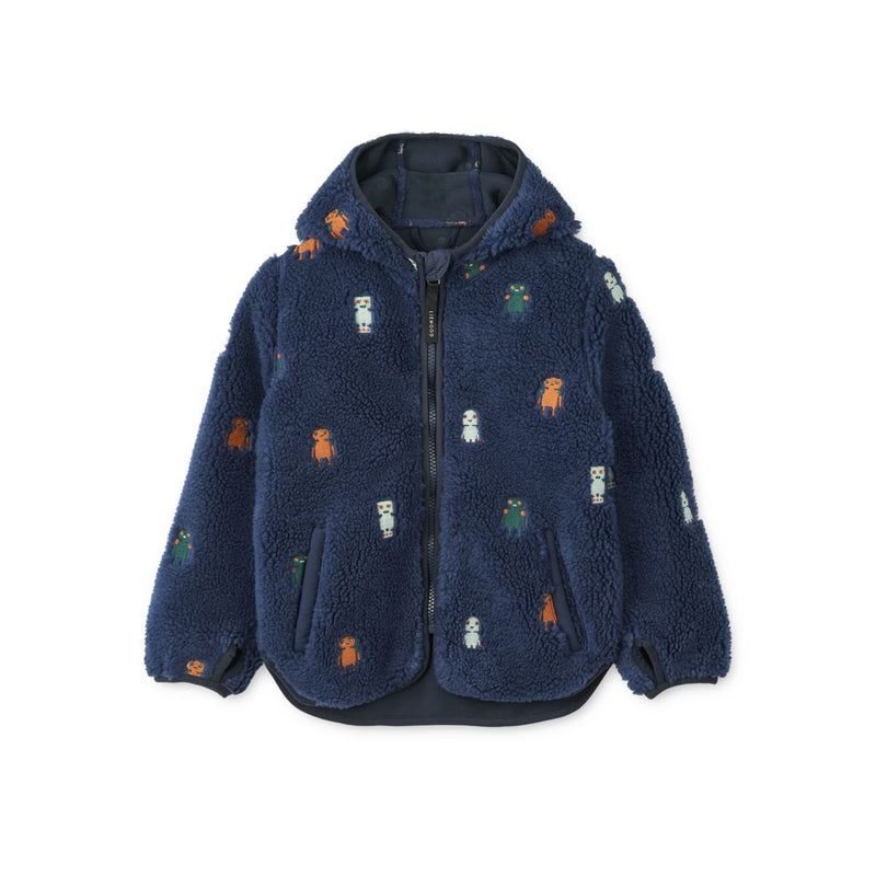 Liewood Mara Pile Jacket - Robots / Indigo blue - JACKET