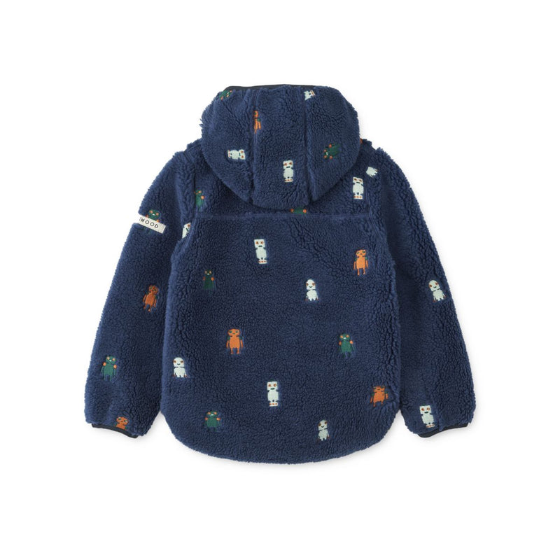 Liewood Mara Pile Jacket - Robots / Indigo blue - JACKET