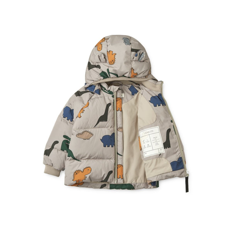 Liewood Polle Down Puffer Jacket - Dinosaurs / Mist - JACKET