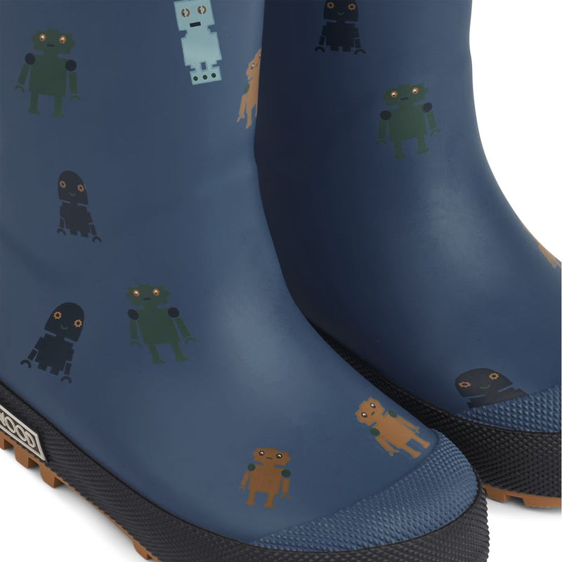 Liewood Mason Thermo Rainboot - Robots / Indigo blue - THERMO BOOTS