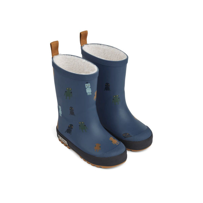 Liewood Mason Thermo Rainboot - Robots / Indigo blue - THERMO BOOTS