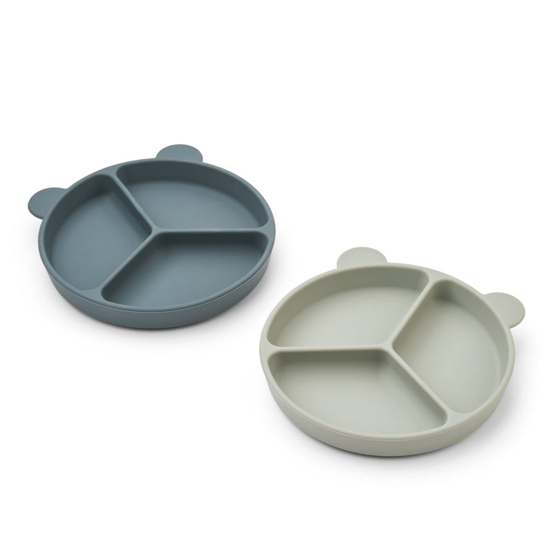 Liewood Stacy Divider Suction Plate 2-Pack - Whale blue / Dove blue - PLATE