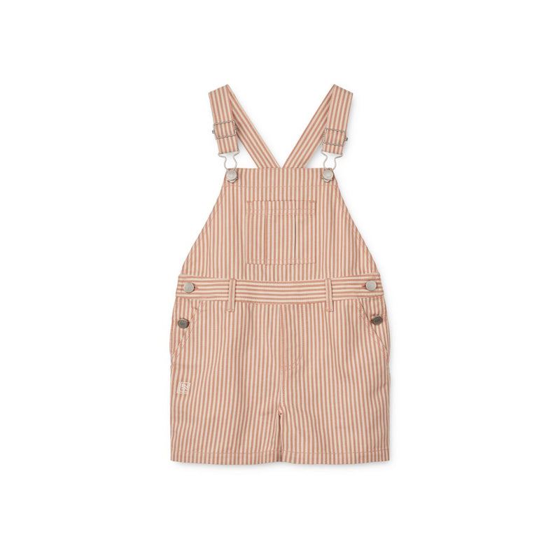 Liewood Venedict Striped Short Dungarees - Y/D Stripe Tuscany rose/ Sandy - DUNGAREE