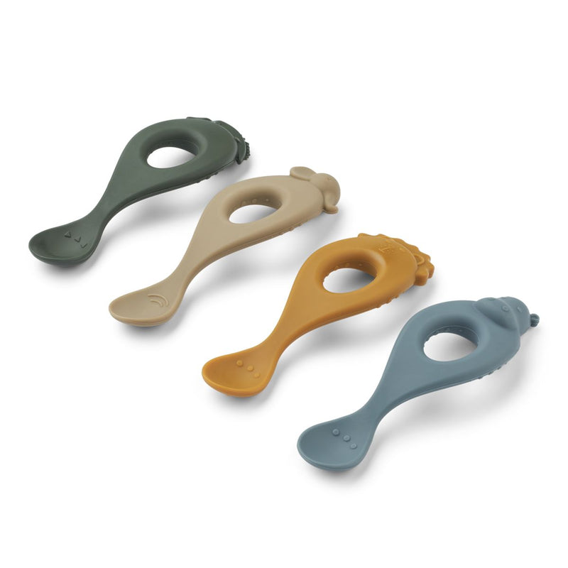 Liewood Liva Silicone Spoon 4 Pack - Safari/blue multi mix - CUTLERY