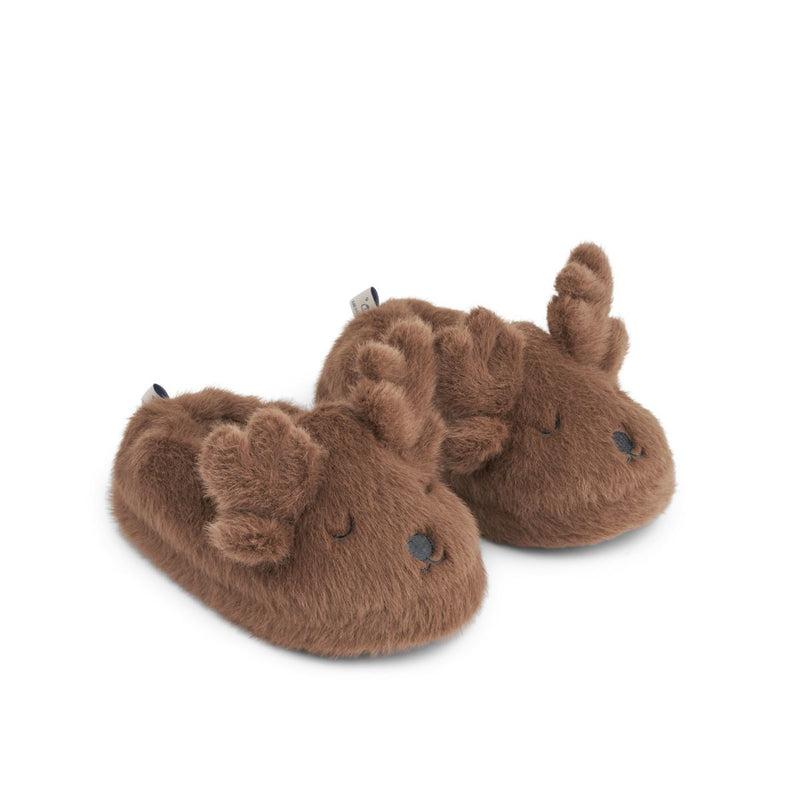 Liewood Aviaja Reindeer Slippers - Pecan - INDOOR SLIPPERS