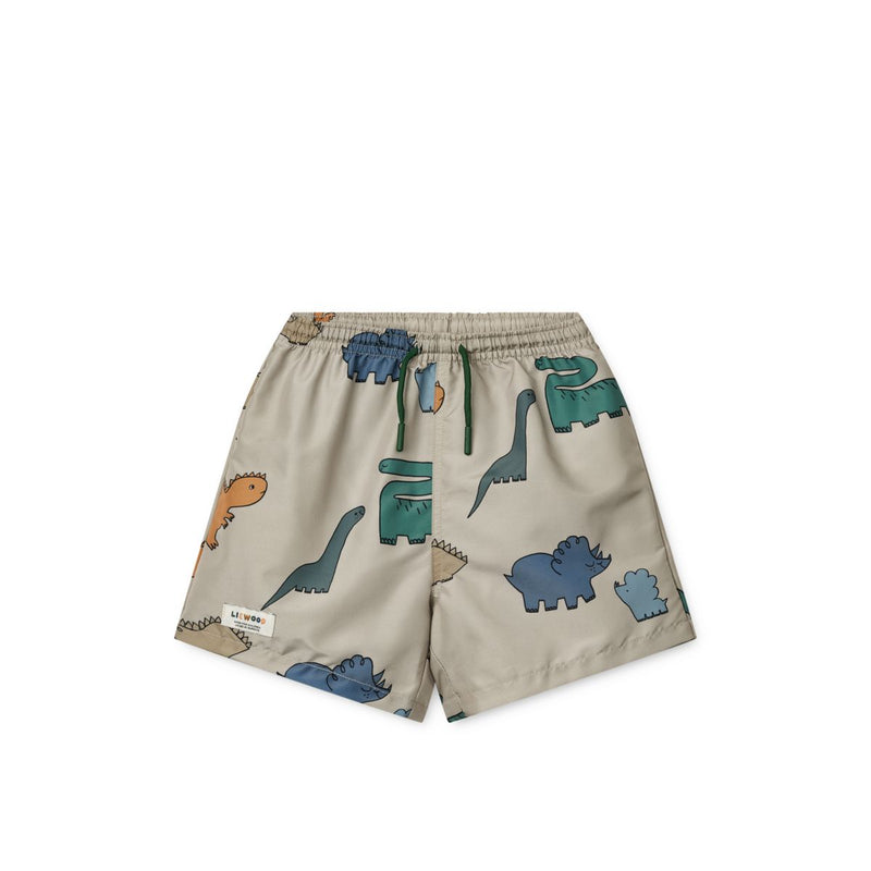 Liewood Duke Print Board Shorts - Dinosaurs / Mist - BOARD SHORTS