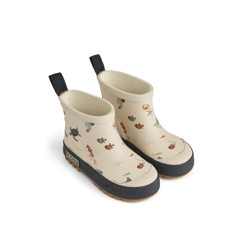 Liewood Tekla short printed rain boot - Sea creature / Sandy - RUBBER BOOTS