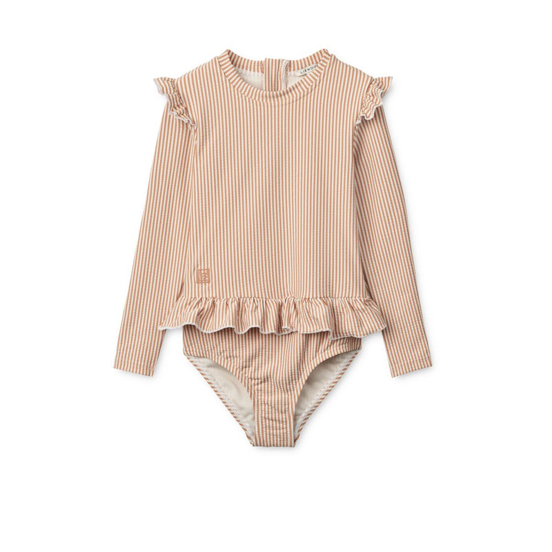 Liewood Sille Seersucker Baby Swimsuit - Y/D stripe Pale tuscany / Creme de la creme - SWIMSUIT