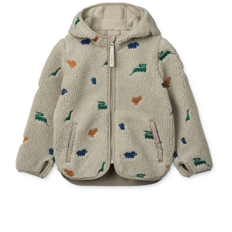 Liewood Mara Pile Jacket - Dinosaur / Mist embroidery - JACKET