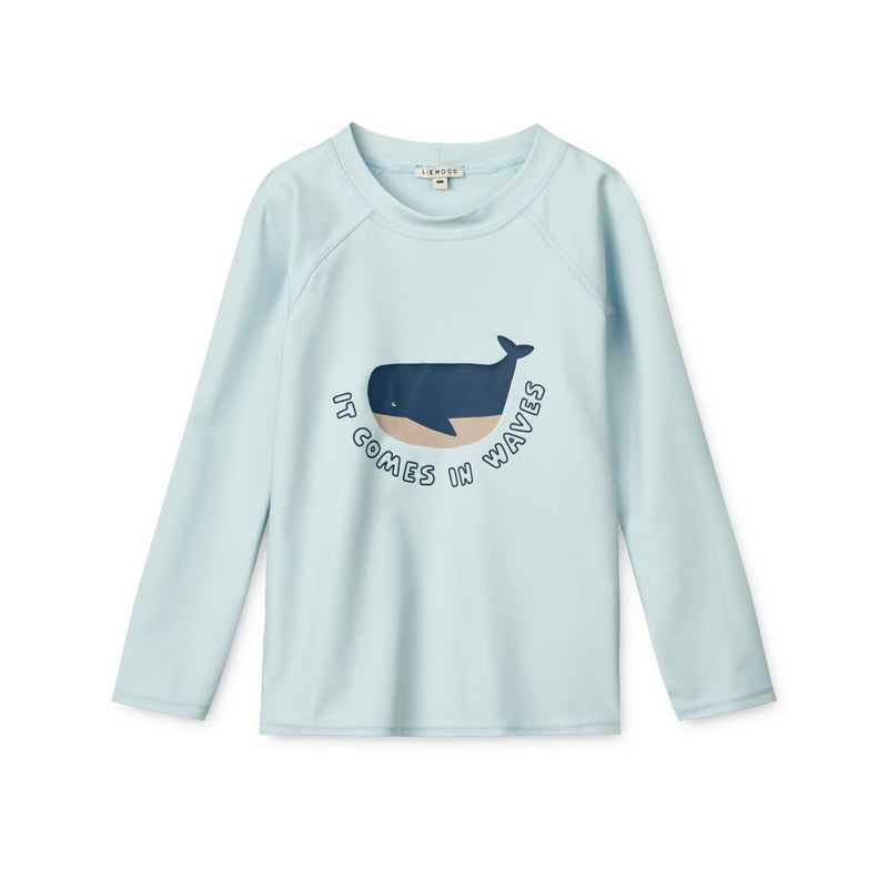 Liewood Noah long-sleeved swim tee - It comes in waves / Pure sky - SWIM TEE