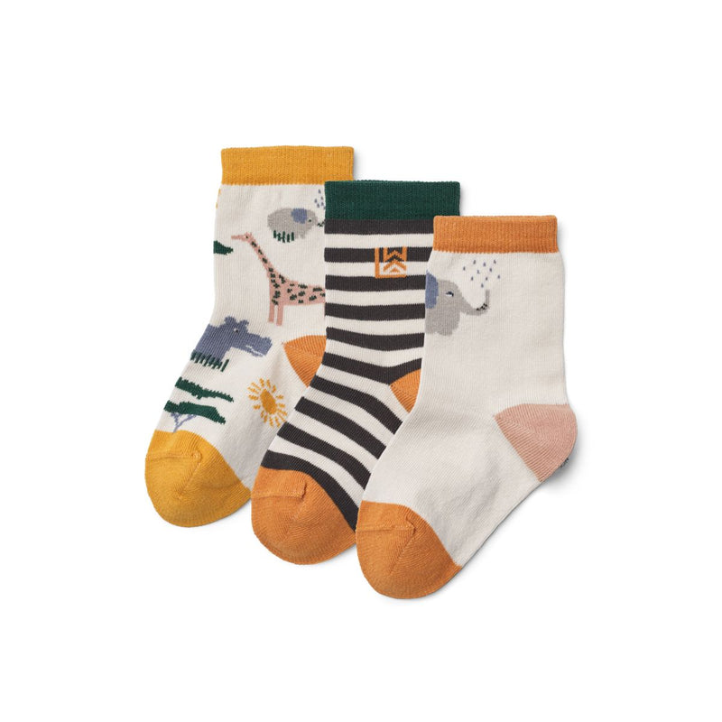 Liewood Silas Socks 3-Pack - Safari / Sandy mix - SOCKS/STOCKINGS