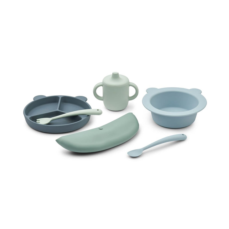 Liewood Stina gift set - Mr bear / Dusty mint multi mix - TABLEWARE SET