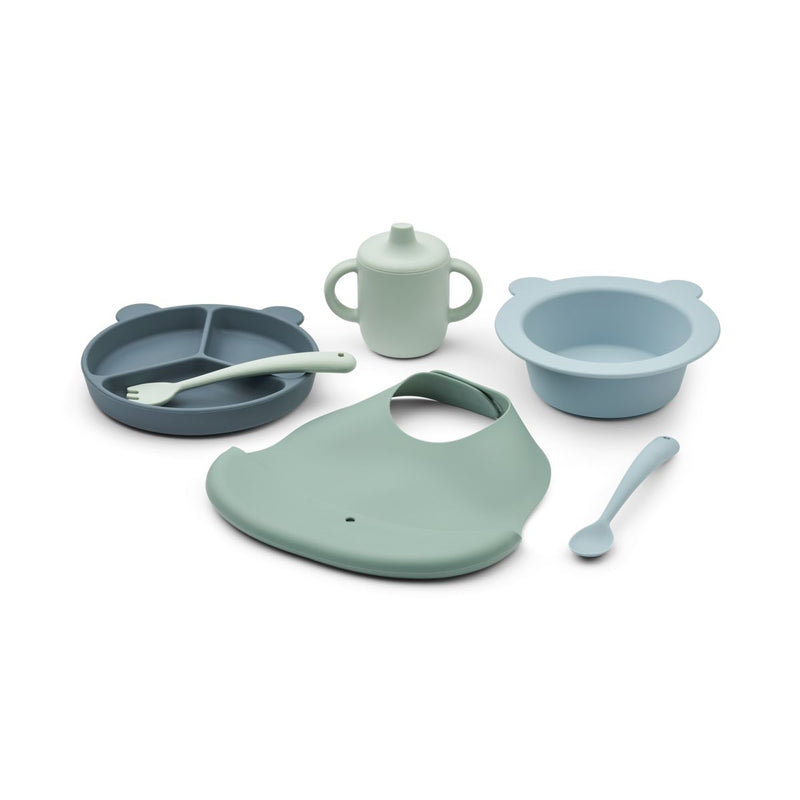 Liewood Stina gift set - Mr bear / Dusty mint multi mix - TABLEWARE SET