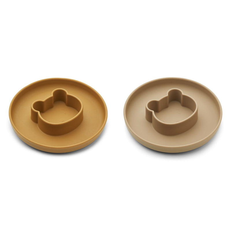 Liewood Gordon plate 2 pack - Mr bear golden caramel / oat mix - PLATE