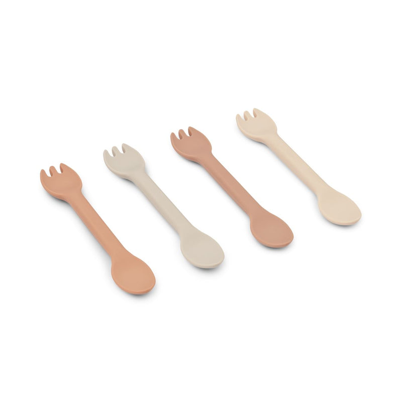 Liewood Jan silicone spork 4-pack - Rose multi mix - CUTLERY