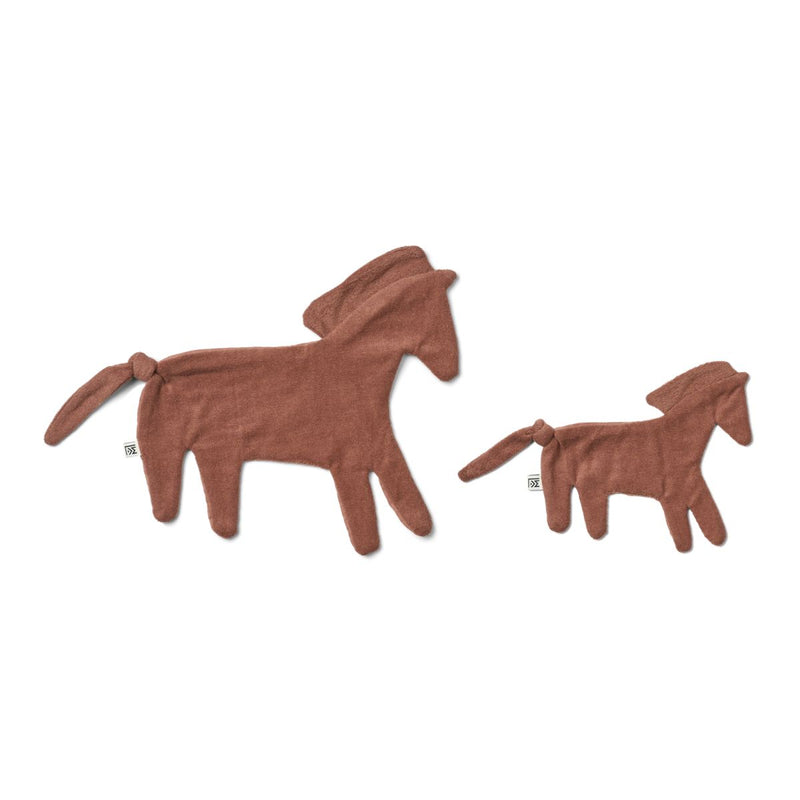 Liewood Janai Horse Cuddle Cloth 2-pack - Horses / Dark rosetta - CUDDLE CLOTH