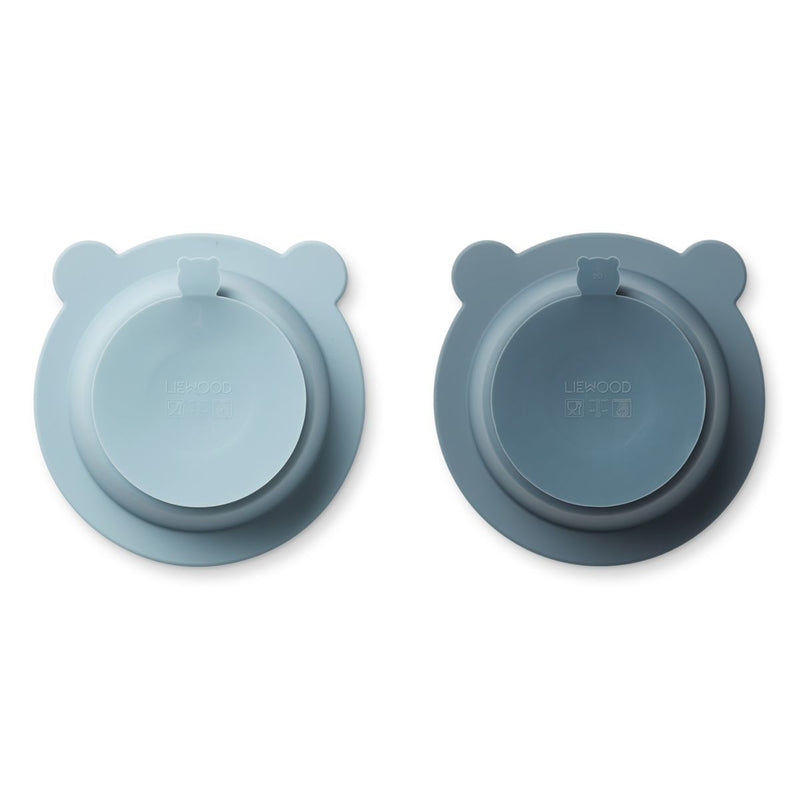 Liewood Peony Suction Bowl 2-Pack - Sea blue / Whale blue - BOWL