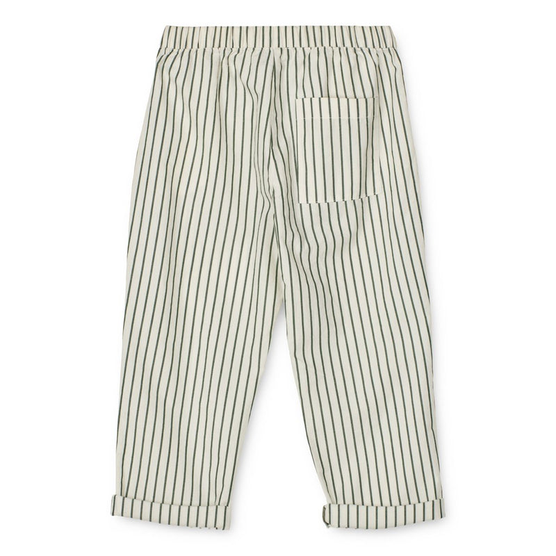 Liewood Orlando Y/D stripe poplin pants - Y/D stripes Garden green / Creme de la creme - PANTS