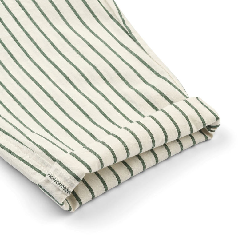 Liewood Orlando Y/D stripe poplin pants - Y/D stripes Garden green / Creme de la creme - PANTS