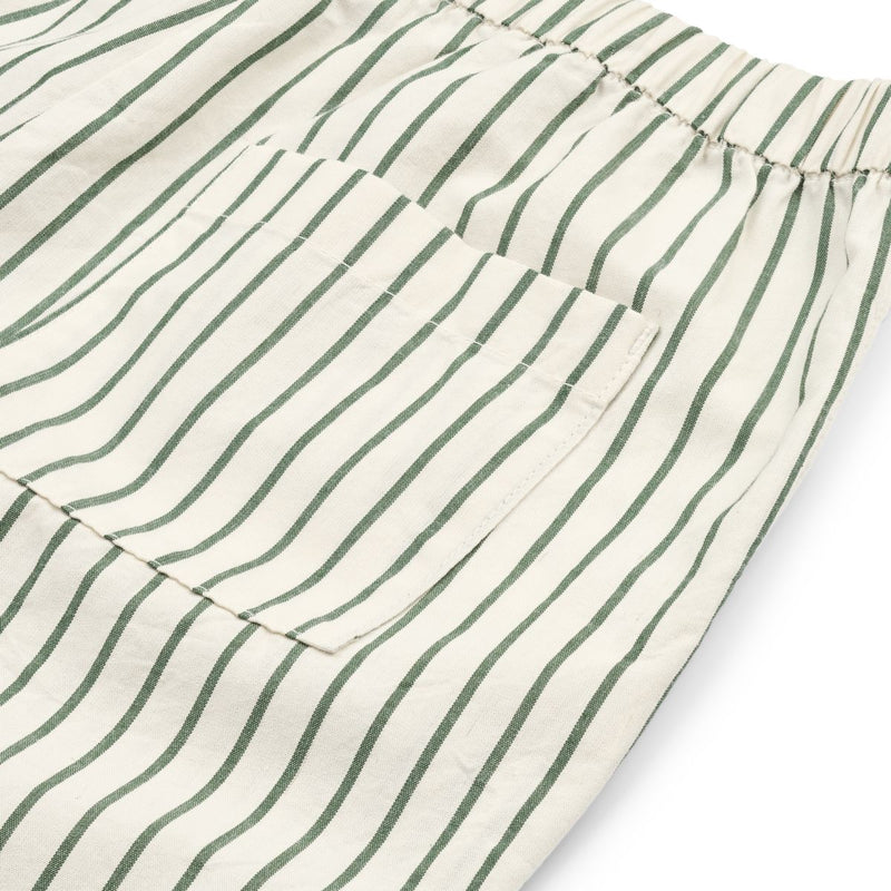 Liewood Orlando Y/D stripe poplin pants - Y/D stripes Garden green / Creme de la creme - PANTS