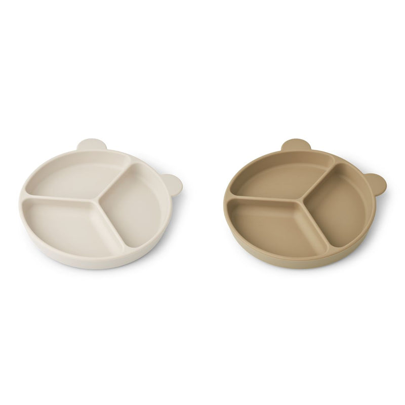 Liewood Stacy Divider Suction Plate 2-Pack - Sandy / Oat - PLATE