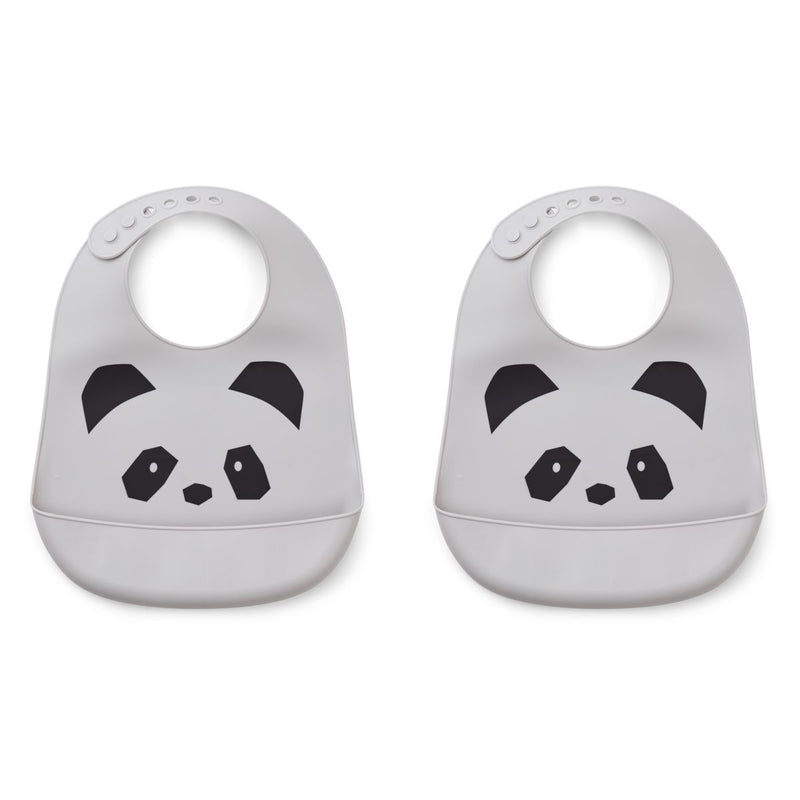 Liewood Tilda Silicone Bib 2 Pack - Panda dumbo grey - BIB