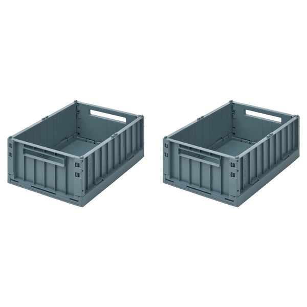 Liewood Weston Medium Storage Box 2-Pack - Whale blue - STORAGE BOX