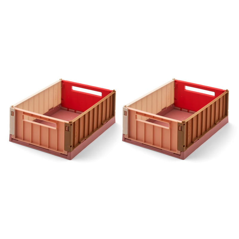 Liewood Weston Small Storage Box 2-Pack - Dusty raspberry multi mix - STORAGE BOX