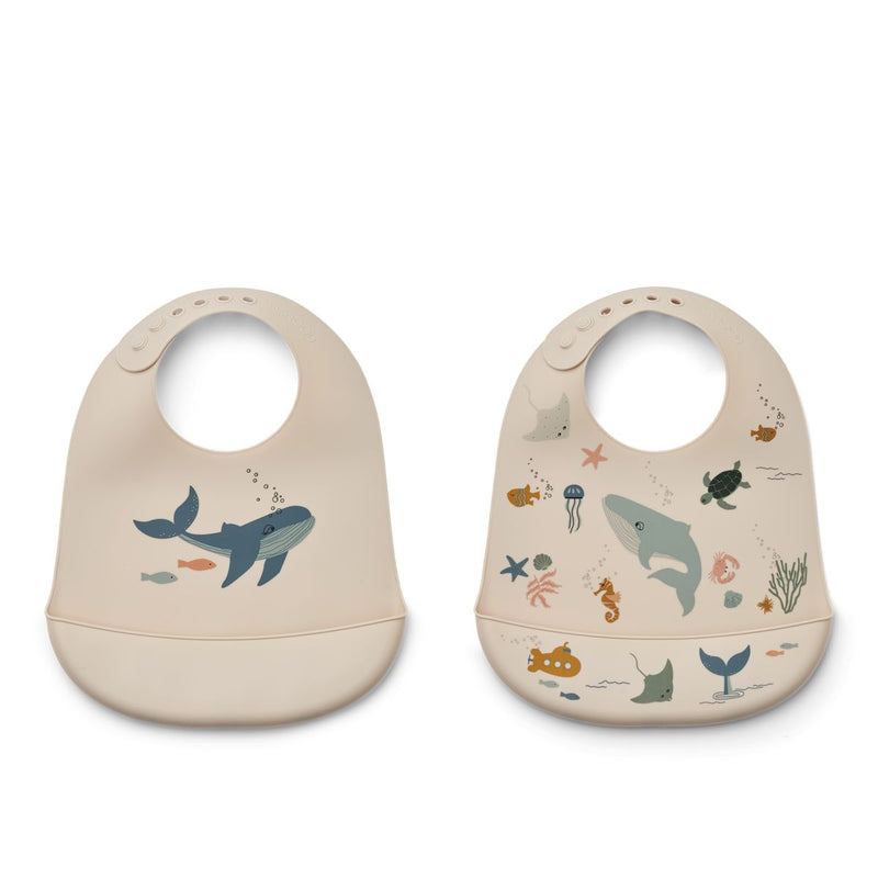 Liewood Tilda Printed Bib 2-Pack - Sea creature / Sandy - BIB