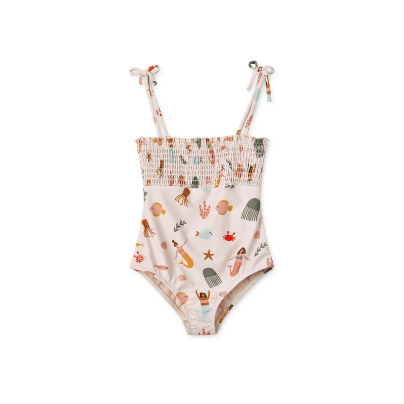 Liewood Larisa smock printed swimsuit - Mermaids / Sandy - SWIMSUIT