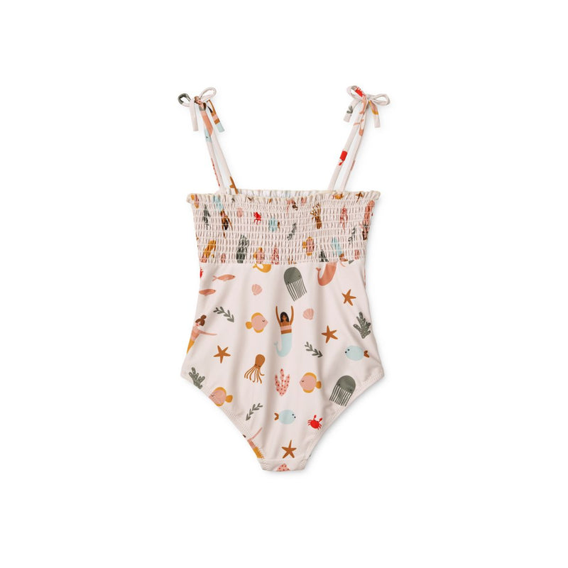 Liewood Larisa smock printed swimsuit - Mermaids / Sandy - SWIMSUIT