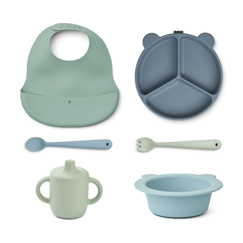 Liewood Stina gift set - Mr bear / Dusty mint multi mix - TABLEWARE SET