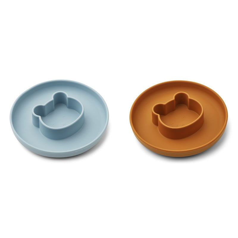 Liewood Gordon plate 2 pack - Mr bear sea blue / mustard mix - PLATE